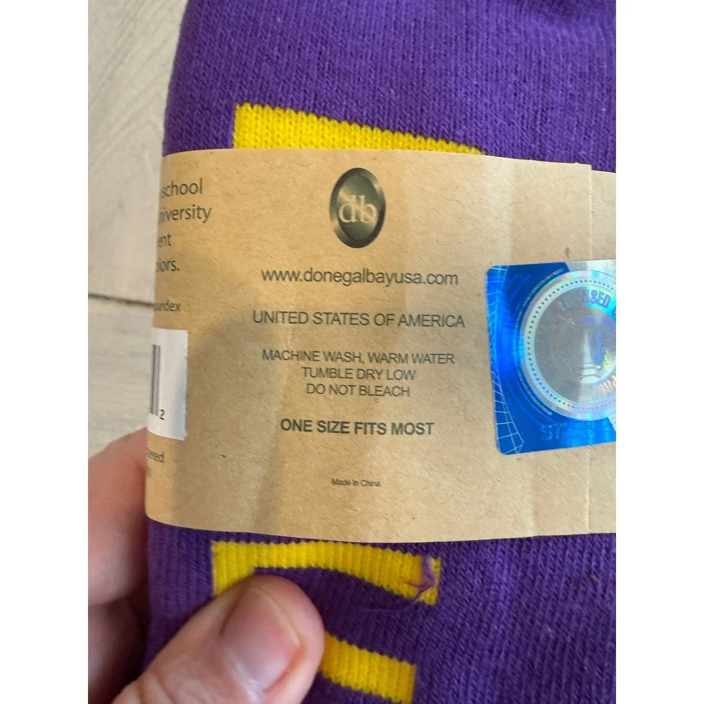 Donegal Bay LSU Tigers Crew Socks Purple Gold‎ Geaux NCAA Mens One Size NWT